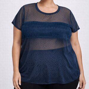 Torrid Black Mesh Polka Dot Top Women’s Plus Size See Measurements